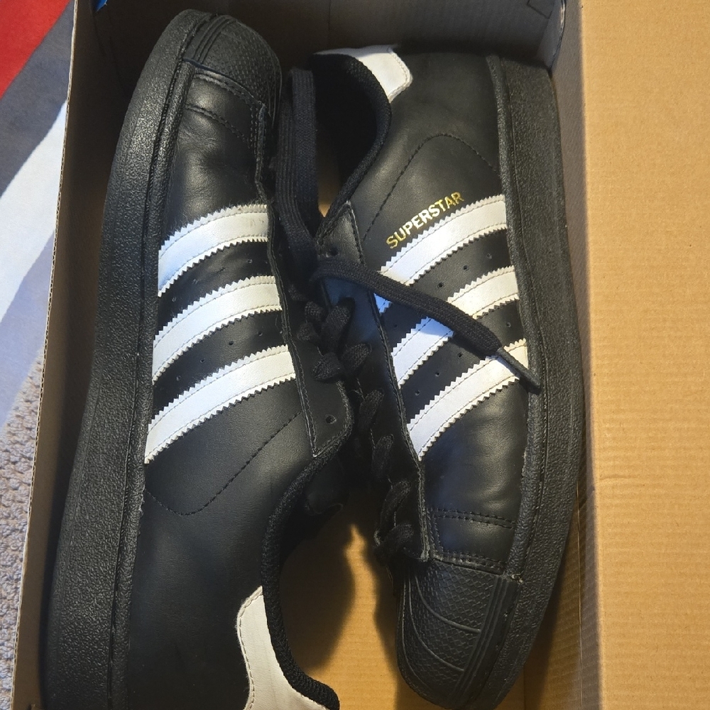 Adidas Superstar Black with White Stripes